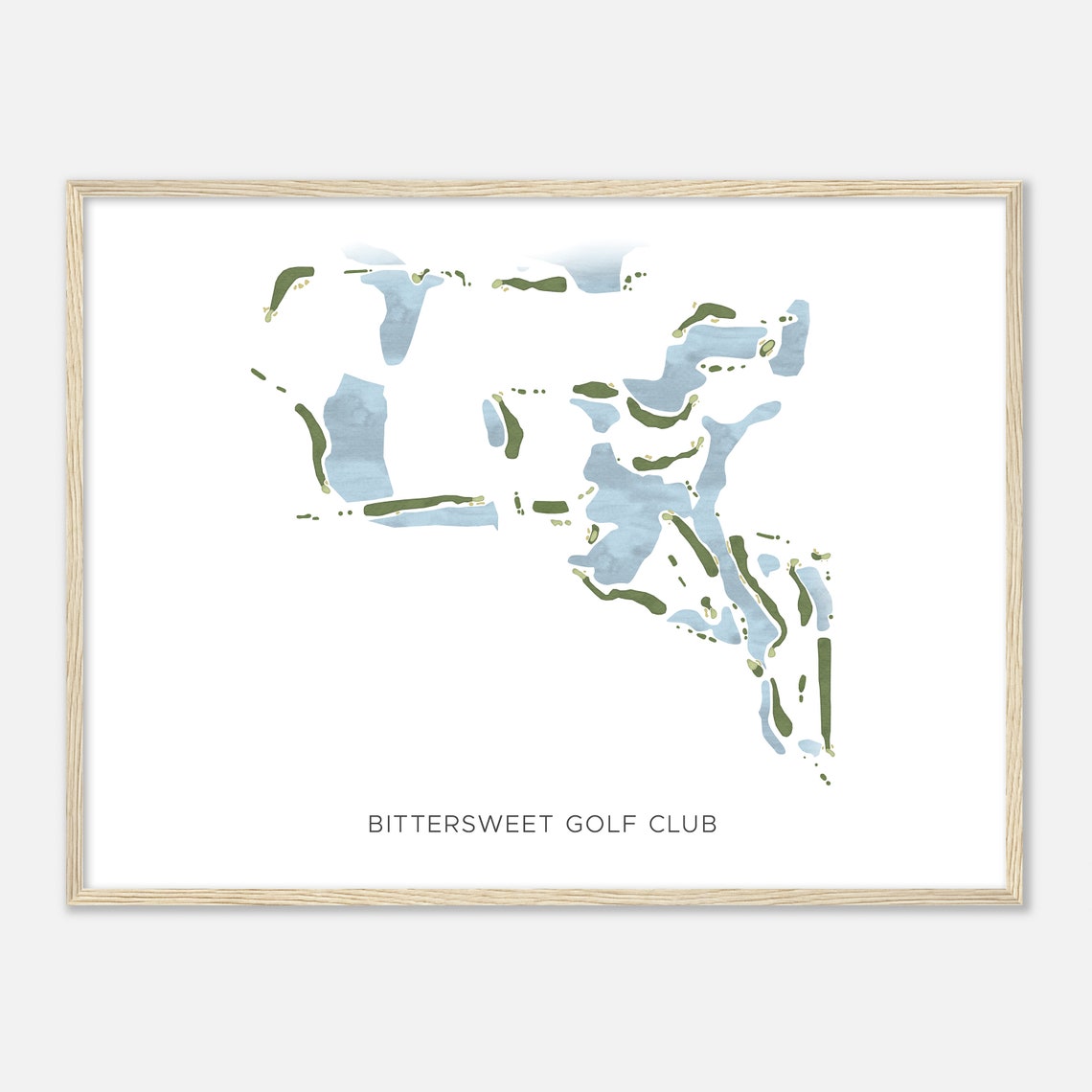 Bittersweet Golf Club Illinois Minimalist Watercolor Course Map Poster