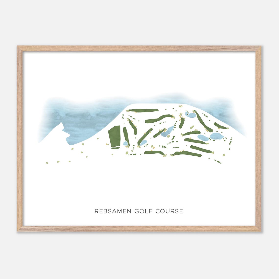 Rebsamen Golf Course Minimalist Lakeside Watercolor Map Poster
