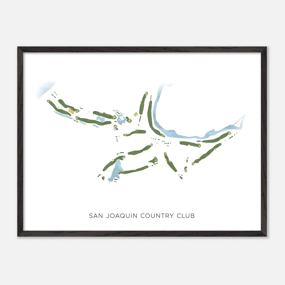 San Joaquin Country Club California Modern Golf Course Map Wall Art - Image 5