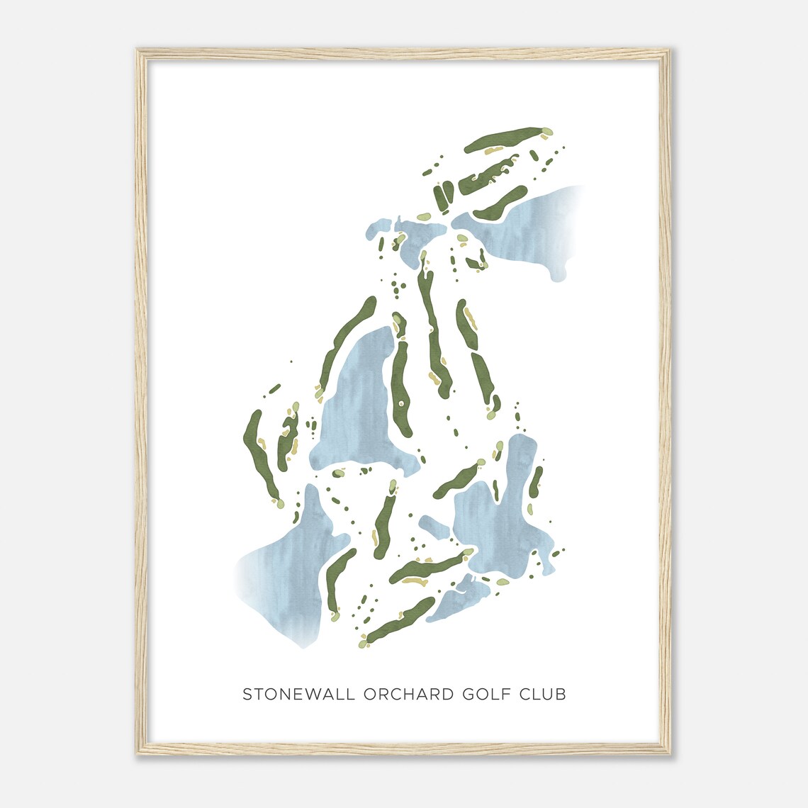 Stonewall Orchard Golf Club Illinois Modern Watercolor Map Poster