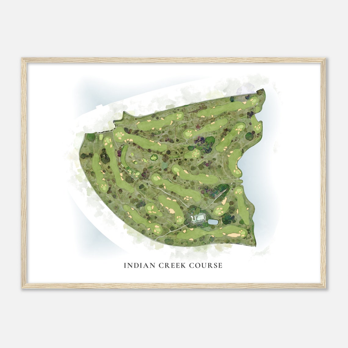 Indian Creek Course Florida Classic Watercolor Golf Map Poster - Image 2