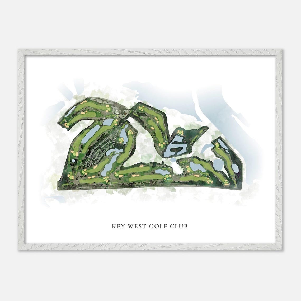 Key West Golf Club Florida Classic Watercolor Course Map Wall Art - Image 4