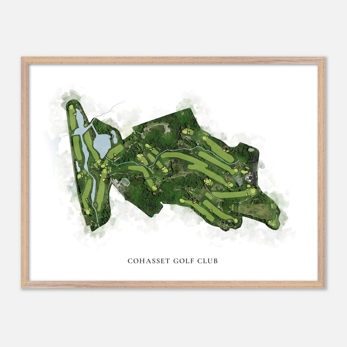 Cohasset Golf Club Classic Watercolor Golf Course Map Art Poster