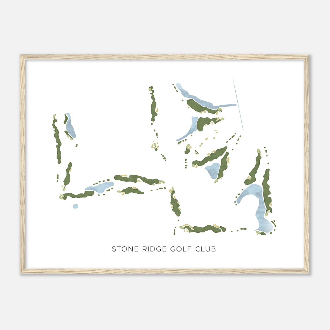 Stone Ridge Golf Club Minimalist Watercolor Fairway Map Poster