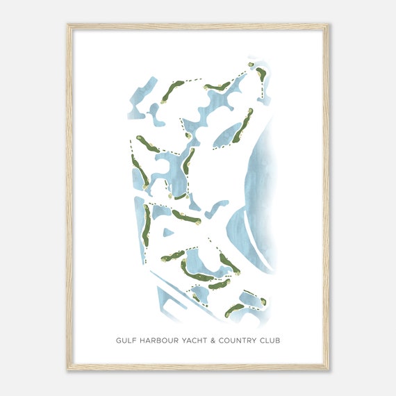 Gulf Harbour Yacht Country Club Florida Modern Watercolor Map Golfer Gift Golf Wall Art Golf Poster Print Course Layout