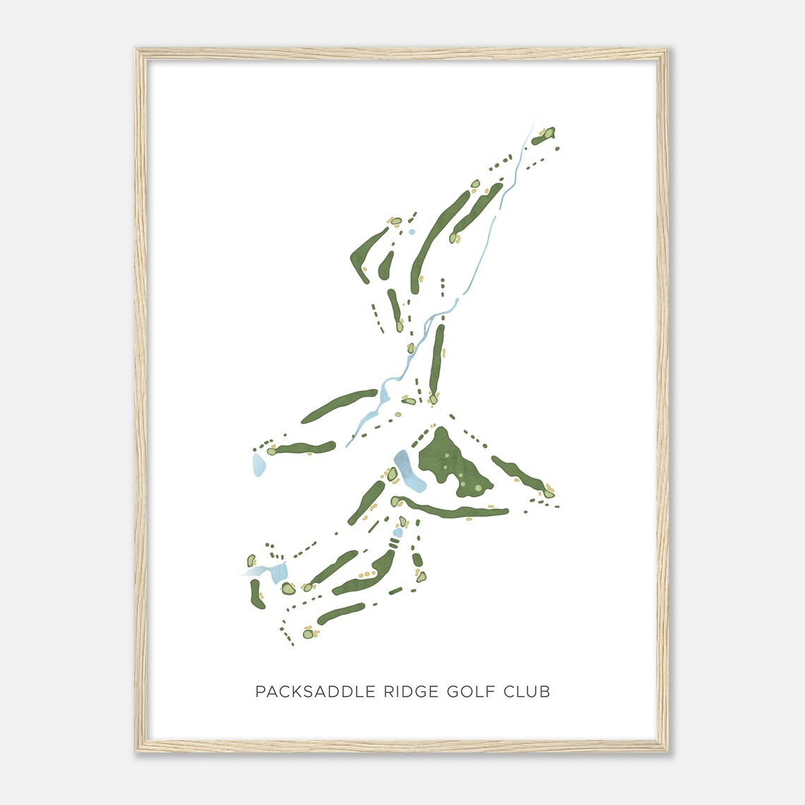 Packsaddle Ridge Golf Club Virginia Modern Watercolor Course Map Poster - Image 2