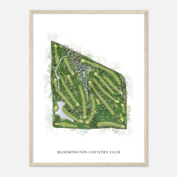 Bloomington Country Club Illinois Classic Watercolor Map Golfer Gift Golf Wall Art Golf Poster Print Course Layout