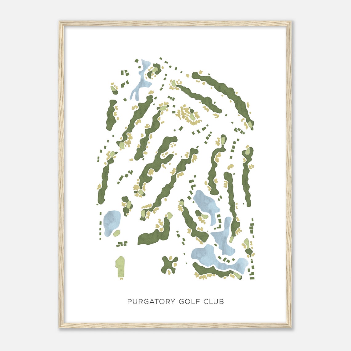 Purgatory Golf Club Modern Minimalist Watercolor Layout Map Poster