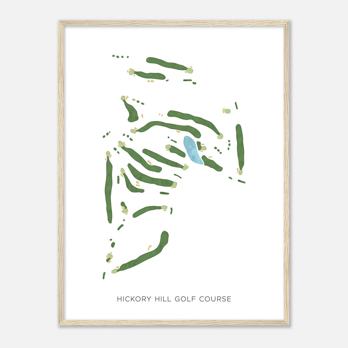 Hickory Hill Golf Course New York Modern Watercolor Map Poster
