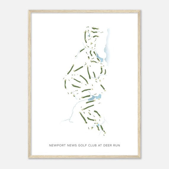 Newport News Golf Club Deer Run Modern Watercolor Map Poster