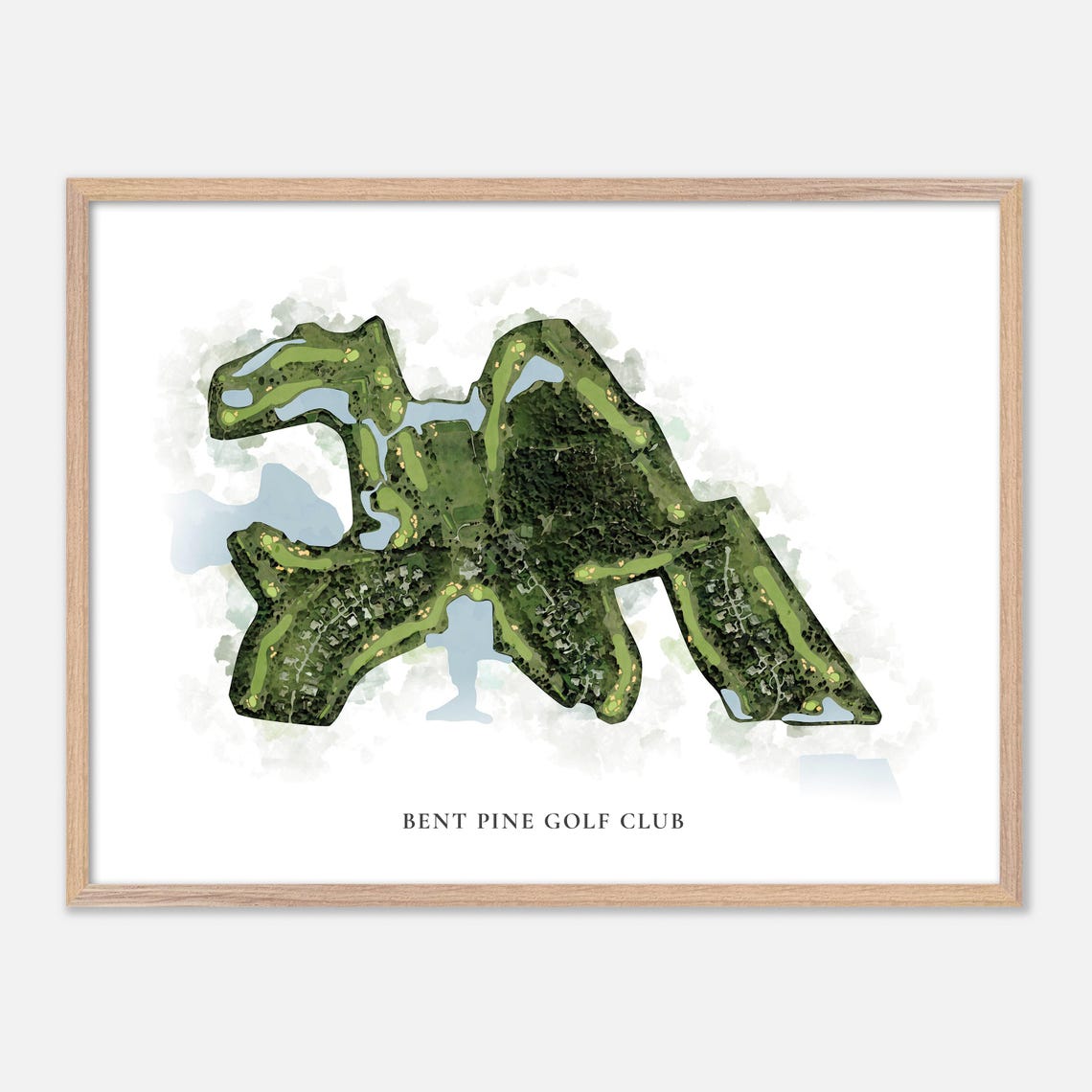 Bent Pine Golf Club Vero Beach Florida Classic Watercolor Map Poster