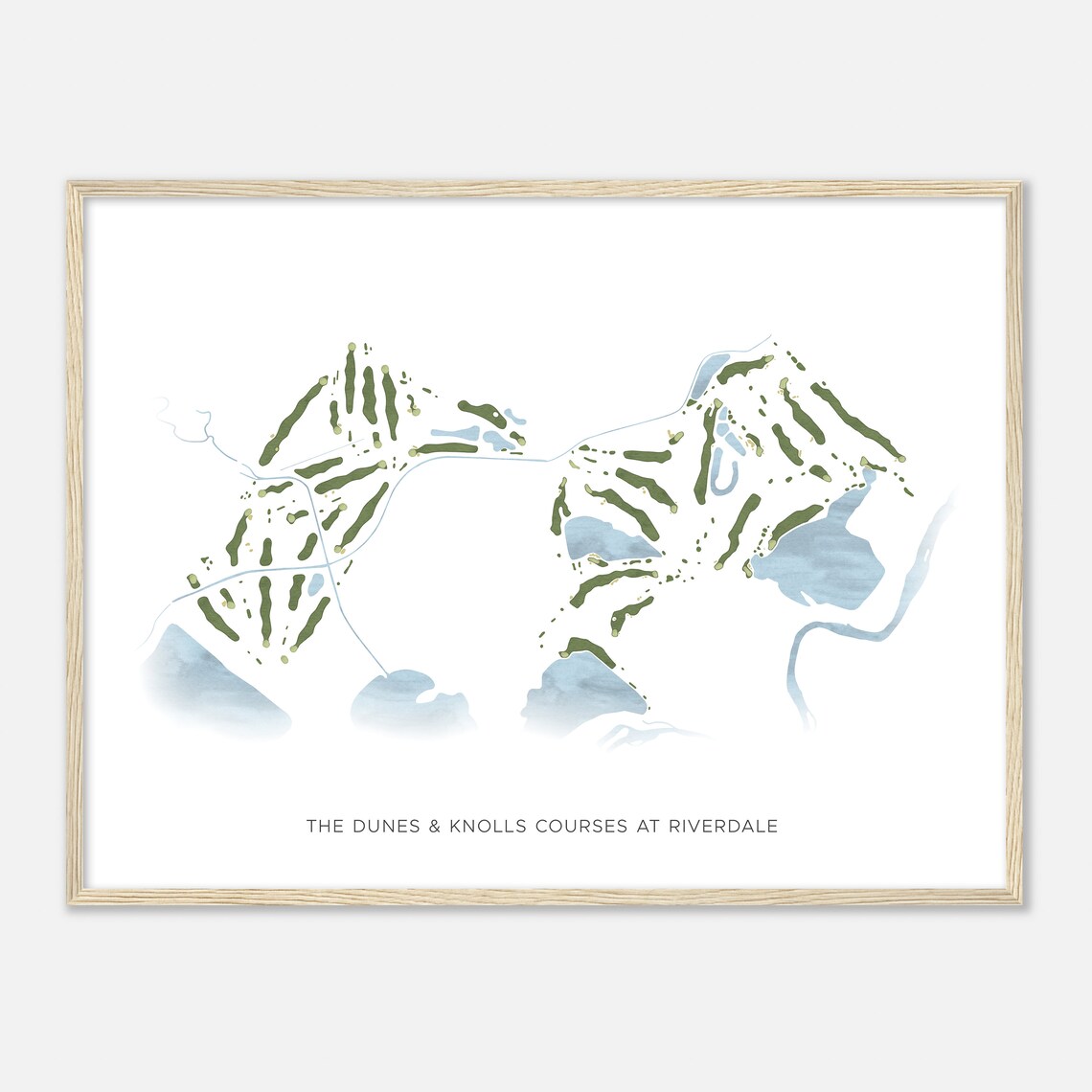 The Dunes and Knolls Courses at Riverdale Watercolor Golf Poster
