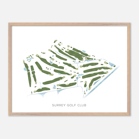 Surrey Golf Club Surrey Canada Modern Watercolor Course Map Poster