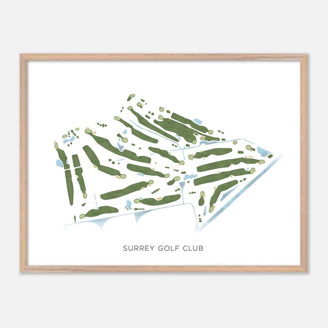 Surrey Golf Club Surrey Canada Modern Watercolor Course Map Poster