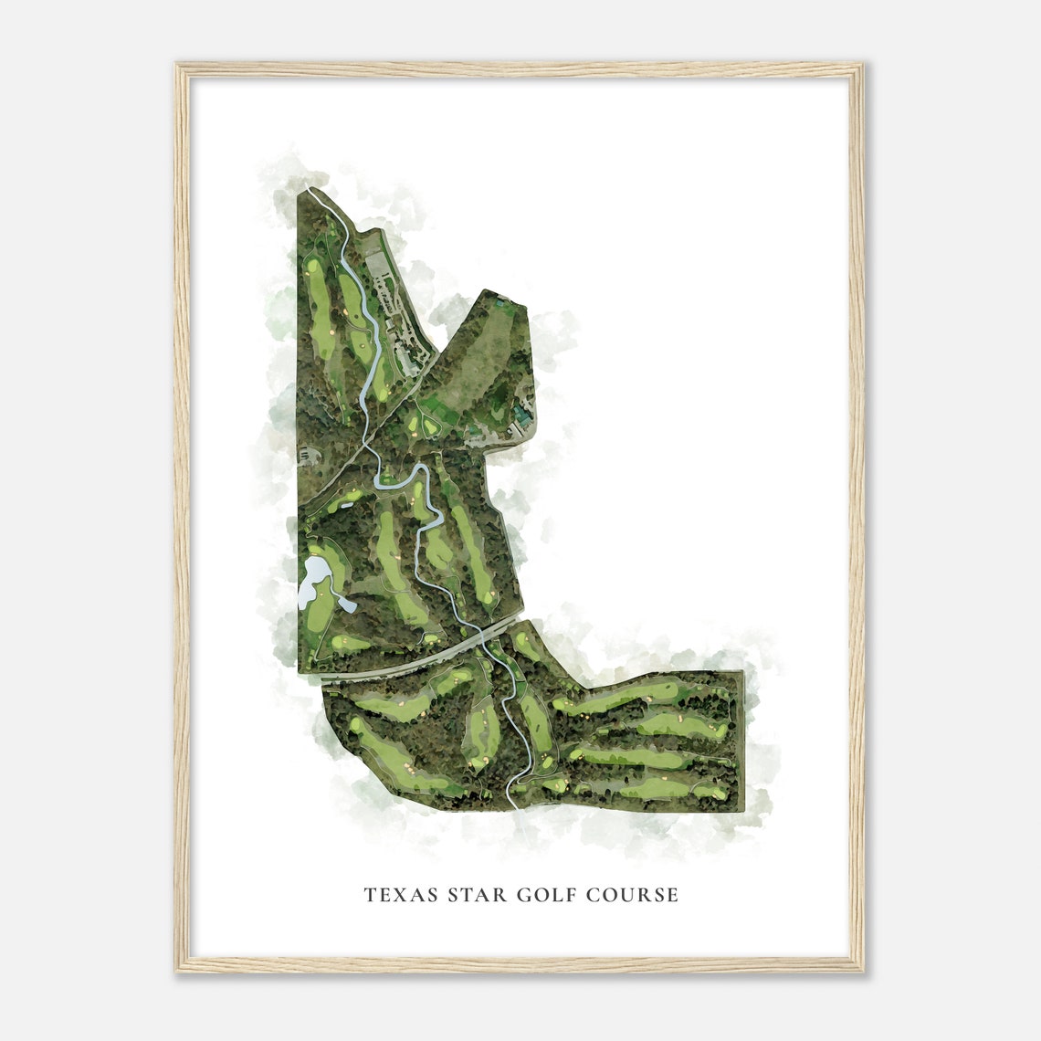 Texas Star Golf Course Texas Classic Watercolor Golf Map Poster - Image 2