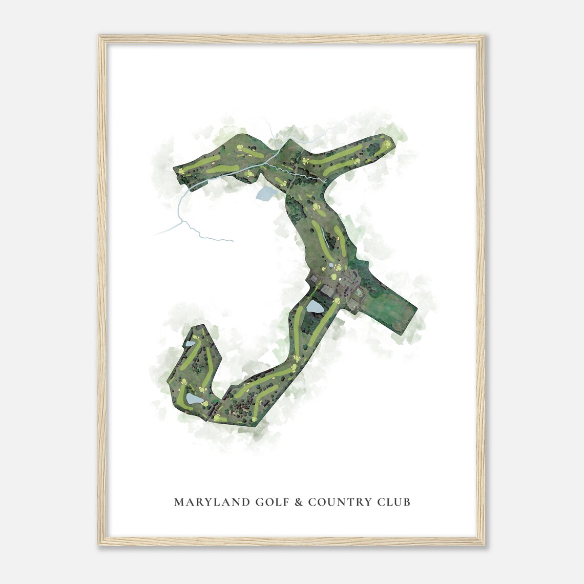 Maryland Golf & Country Club Elegant Watercolor Aerial Course Map Art Poster - Image 2