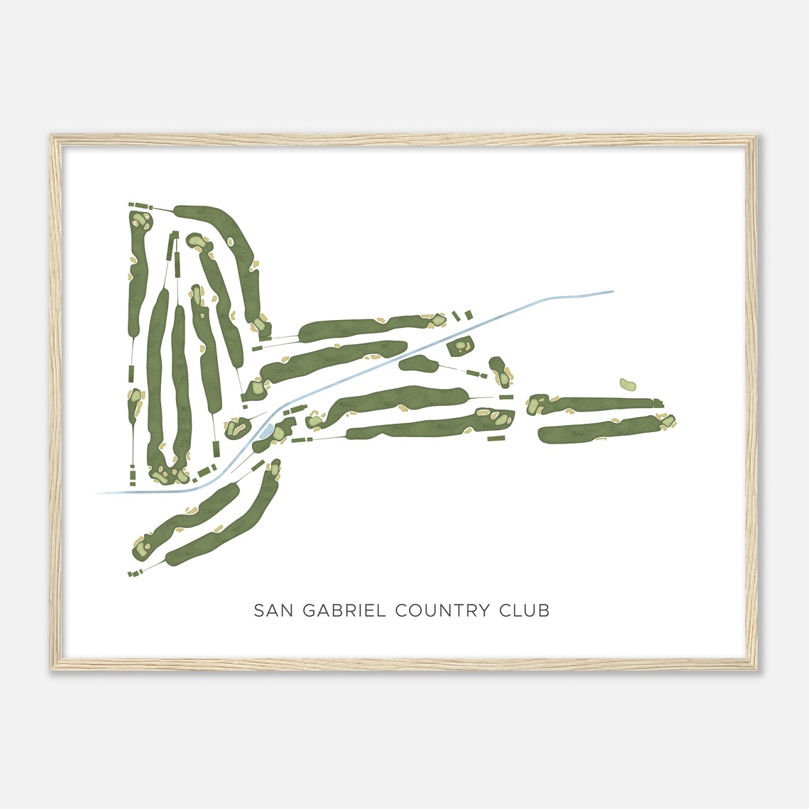 San Gabriel Country Club Minimalist Watercolor Course Map Poster - Image 2