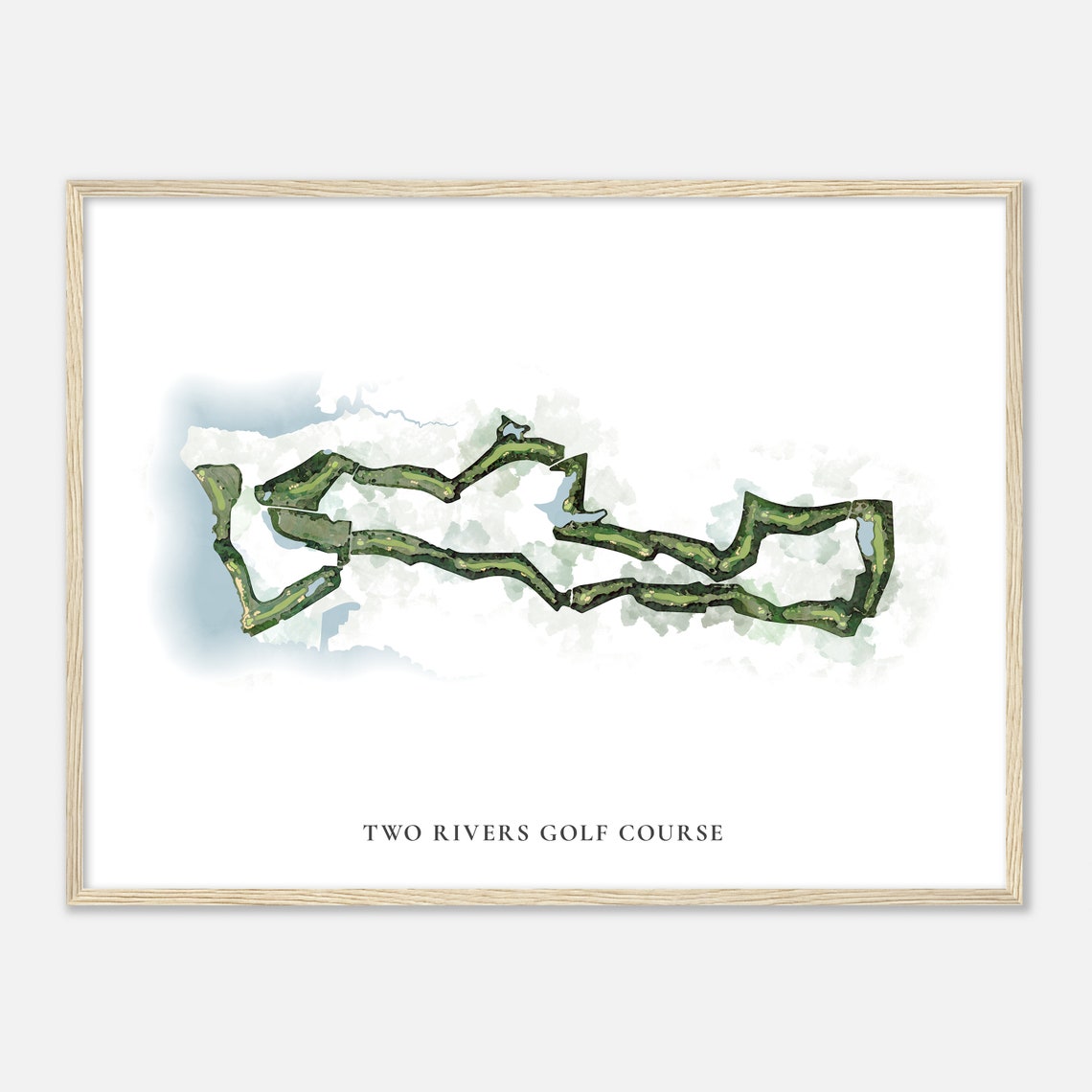 Two Rivers Golf Course Virginia Classic Watercolor Map Poster