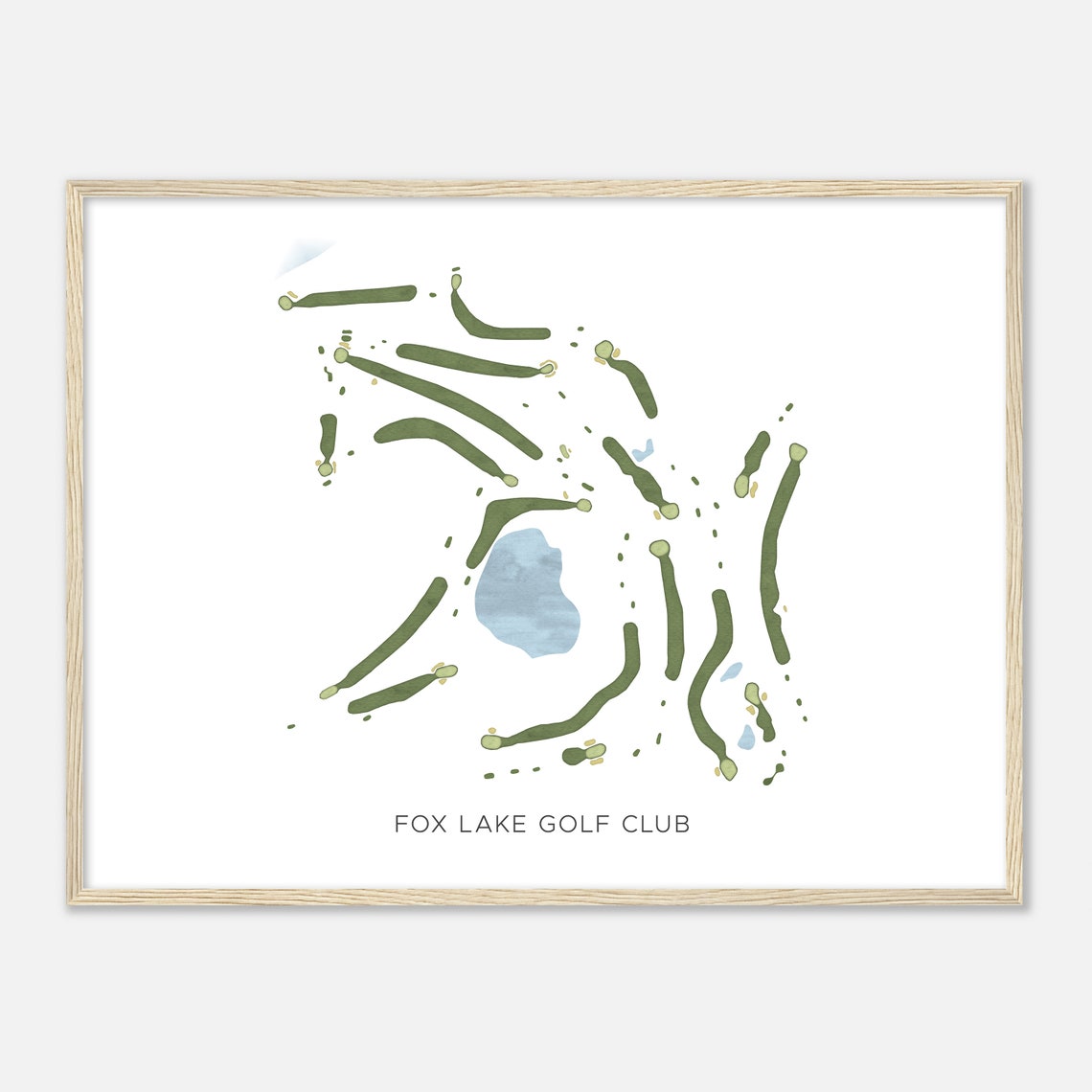Fox Lake Golf Club Wisconsin Modern Watercolor Golf Course Map Poster - Image 2