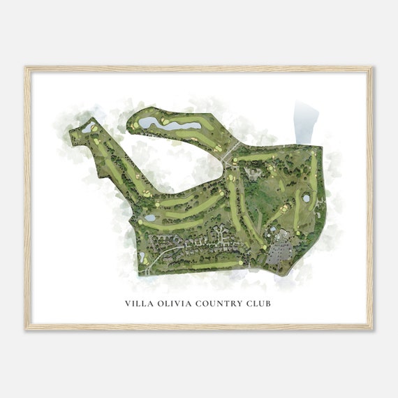 Villa Olivia Country Club Illinois Classic Watercolor Map Golfer Gift Golf Wall Art Golf Poster Print Course Layout