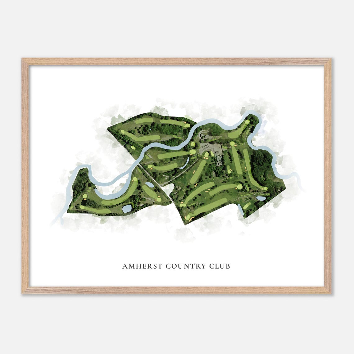 Amherst Country Club New Hampshire Classic Watercolor Map Poster