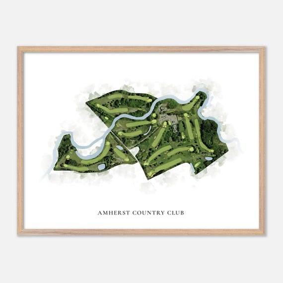 Amherst Country Club In Amherst New Hampshire Classic Watercolor Map Golfer Gift Golf Wall Art Golf Poster Print Course Layout