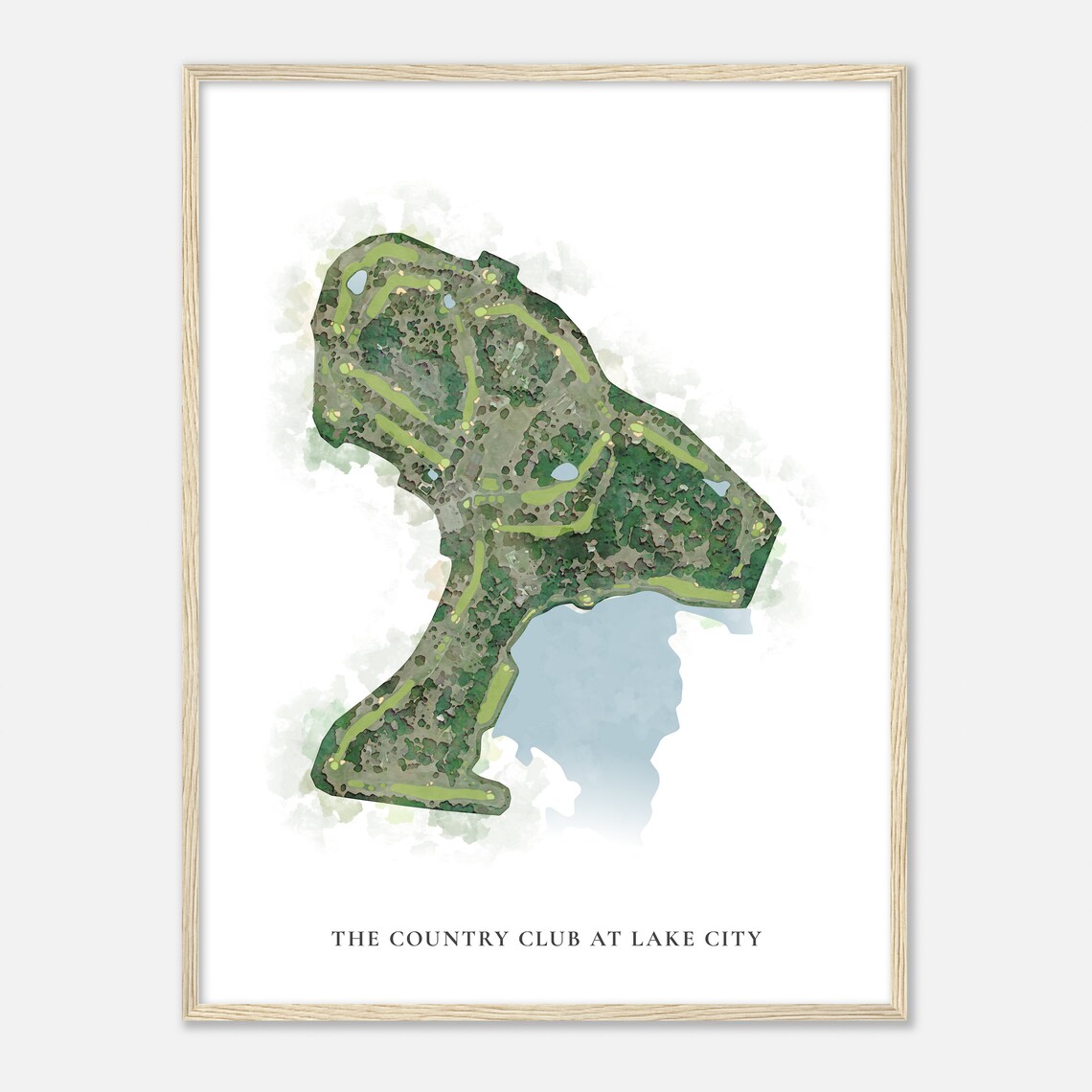 The Country Club at Lake City Elegant Watercolor Aerial Course Map Art Poster
