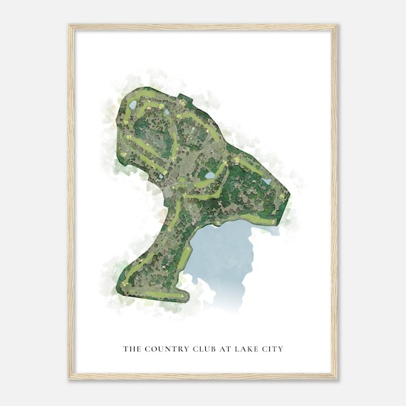 The Country Club at Lake City Elegant Watercolor Aerial Course Map Art Poster