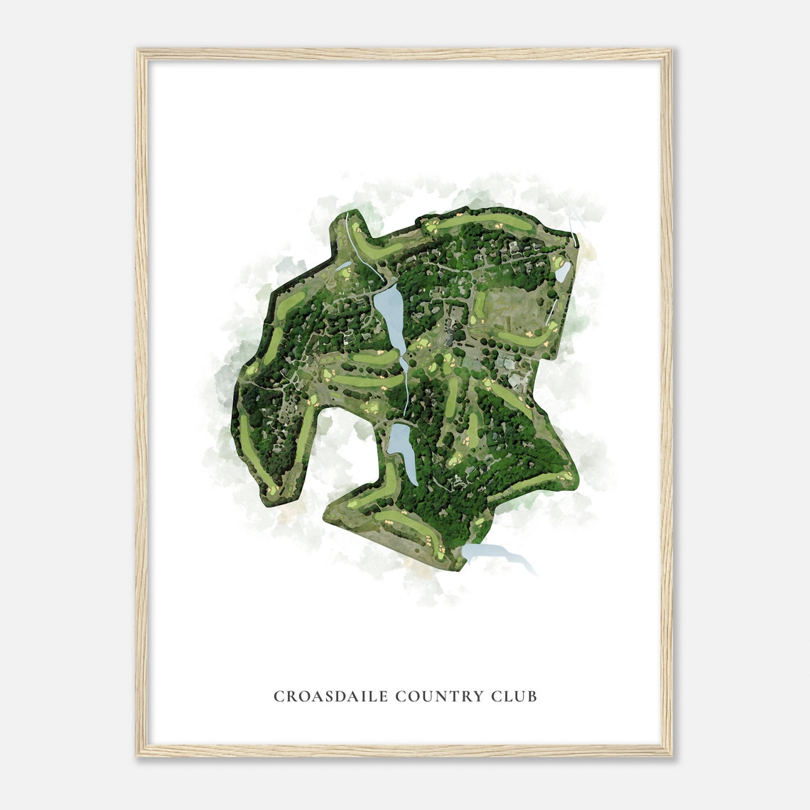 Croasdaile Country Club Golf Course Aerial Map Watercolor Poster - Image 2