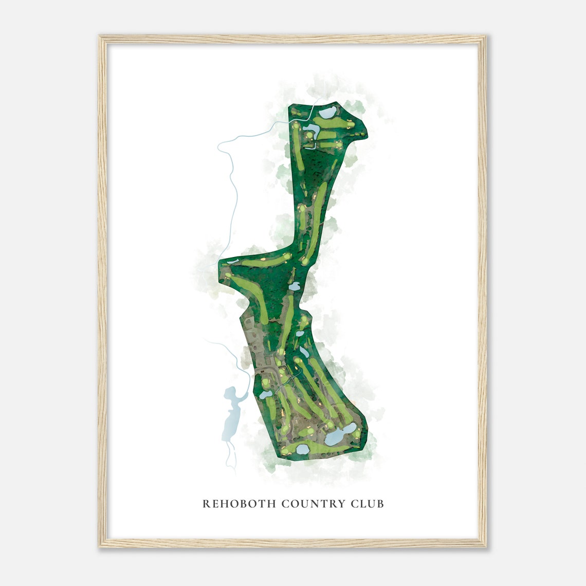 Rehoboth Country Club Classic Watercolor Aerial Course Map Poster - Image 2