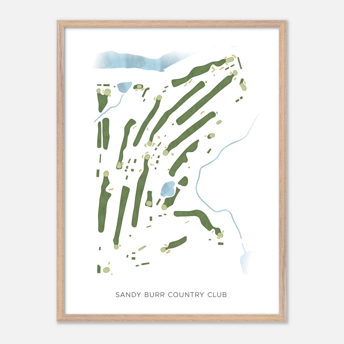 Sandy Burr Country Club Modern Minimalist Course Map Art Poster - Image 2