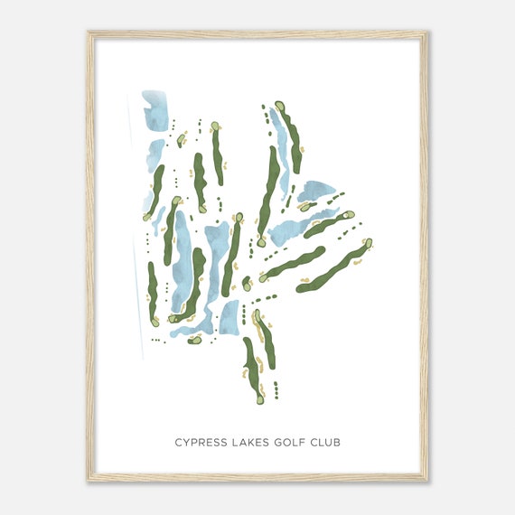 Cypress Lakes Golf Club Texas Modern Watercolor Map Golfer Gift Golf Wall Art Golf Poster Print Course Layout