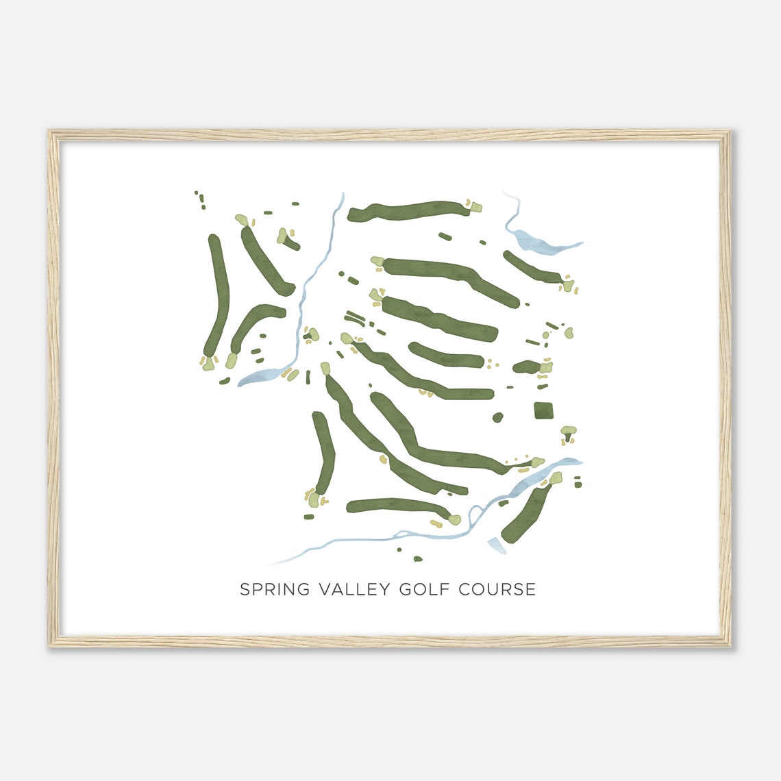 Spring Valley Golf Course Iowa Modern Watercolor Course Map Poster