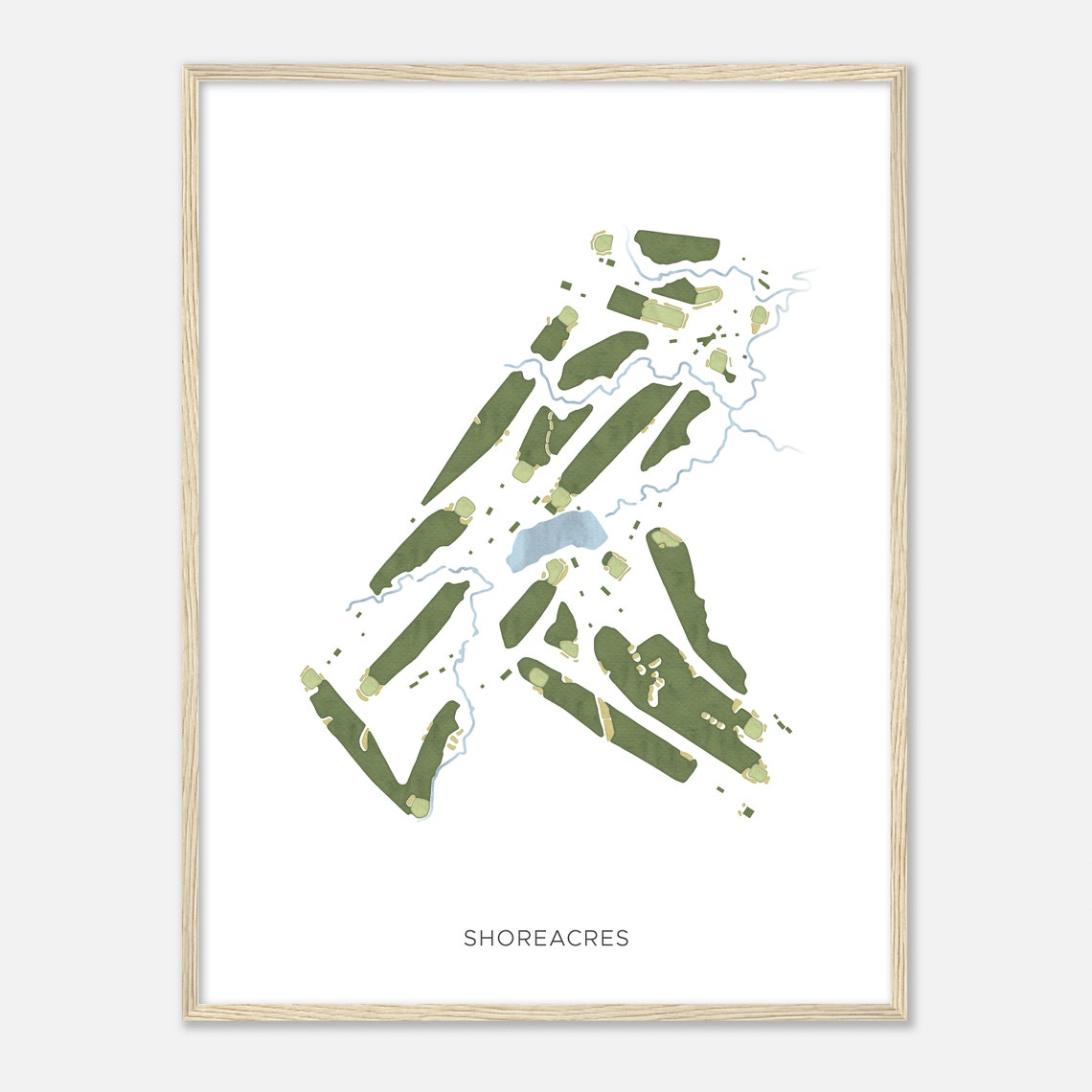 Shoreacres Illinois Modern Watercolor Golf Course Map Poster