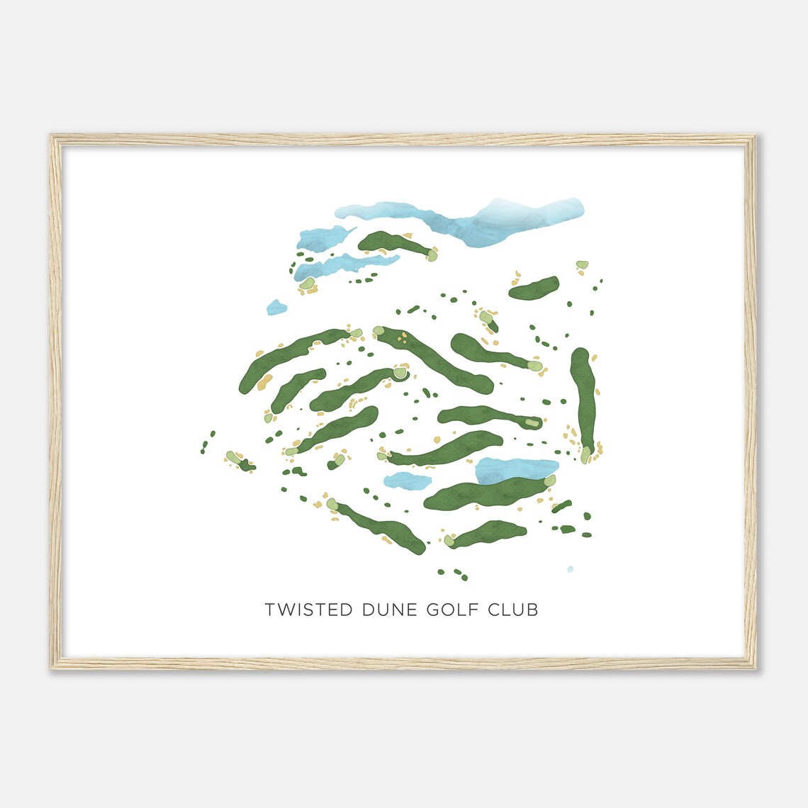 Twisted Dune Golf Club New Jersey Modern Watercolor Map Golfer Gift Golf Wall Art Golf Poster Print Course Layout