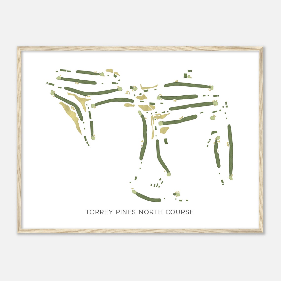 Torrey Pines North Course Modern Fairway Map Golf Gift Art Poster