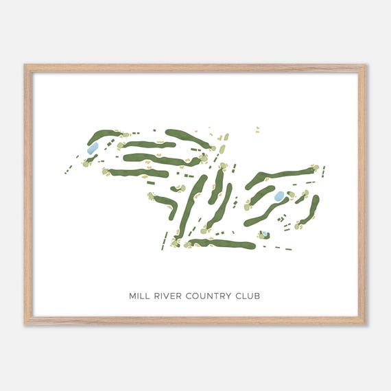Mill River Country Club In Oyster Bay New York Modern Watercolor Map Golfer Gift Golf Wall Art Golf Poster Print Course Layout