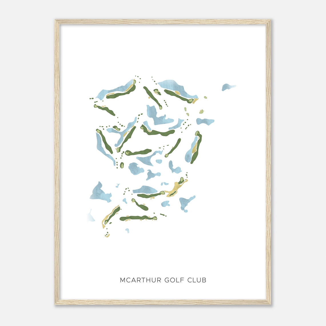McArthur Golf Club Florida Modern Watercolor Course Map Poster - Image 2