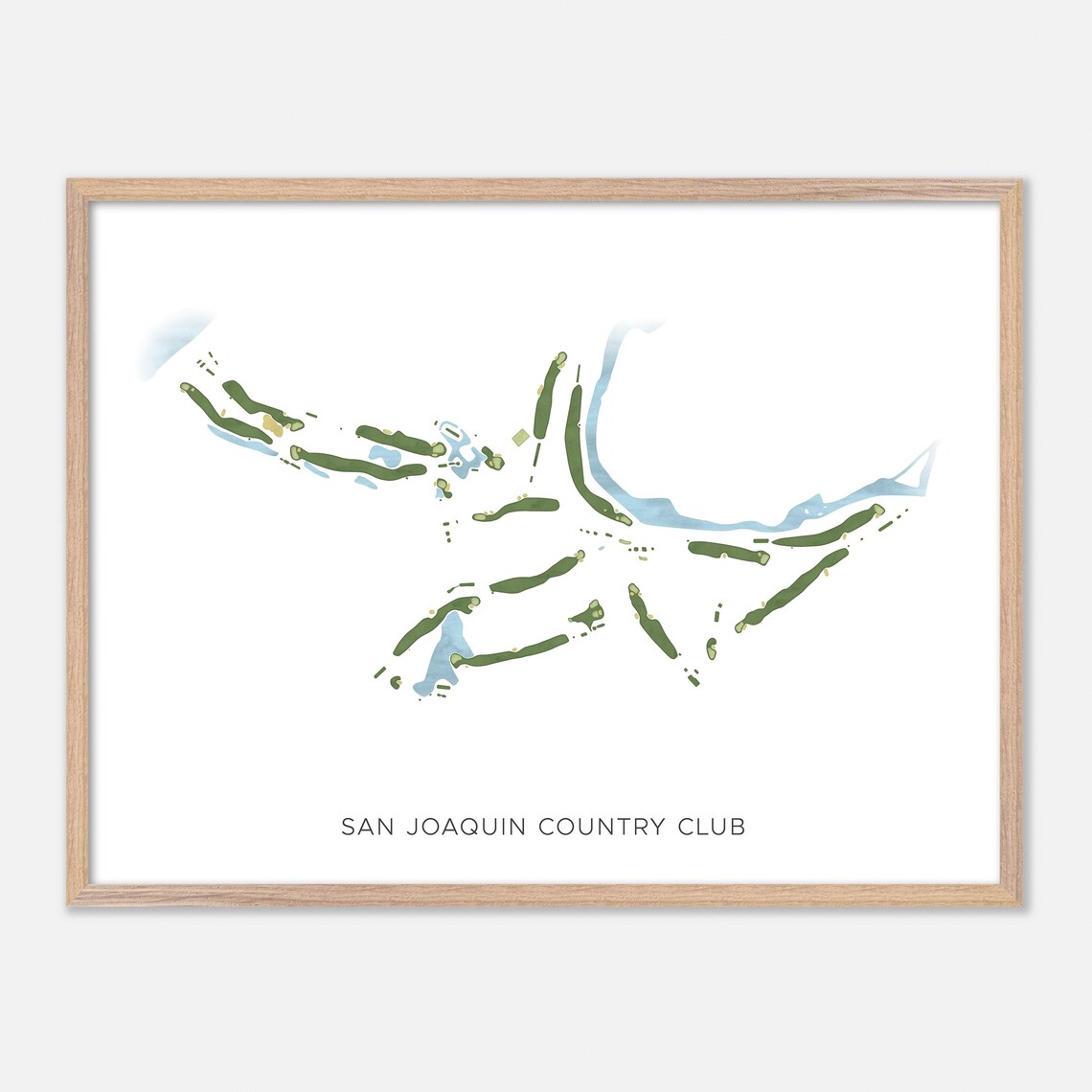 San Joaquin Country Club California Modern Golf Course Map Wall Art