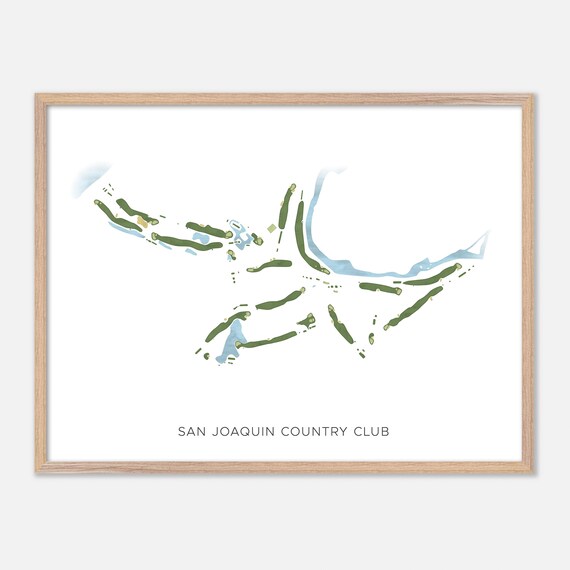 San Joaquin Country Club California Modern Golf Course Map Wall Art