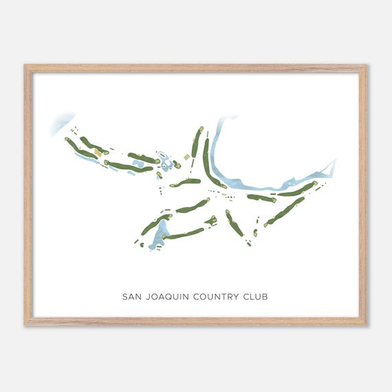 San Joaquin Country Club In Fresno California Modern Watercolor Map Golfer Gift Golf Wall Art Golf Poster Print Course Layout