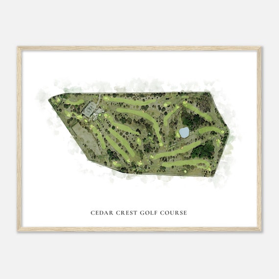 Cedar Crest Golf Course Texas Classic Watercolor Map Golfer Gift Golf Wall Art Golf Poster Print Course Layout