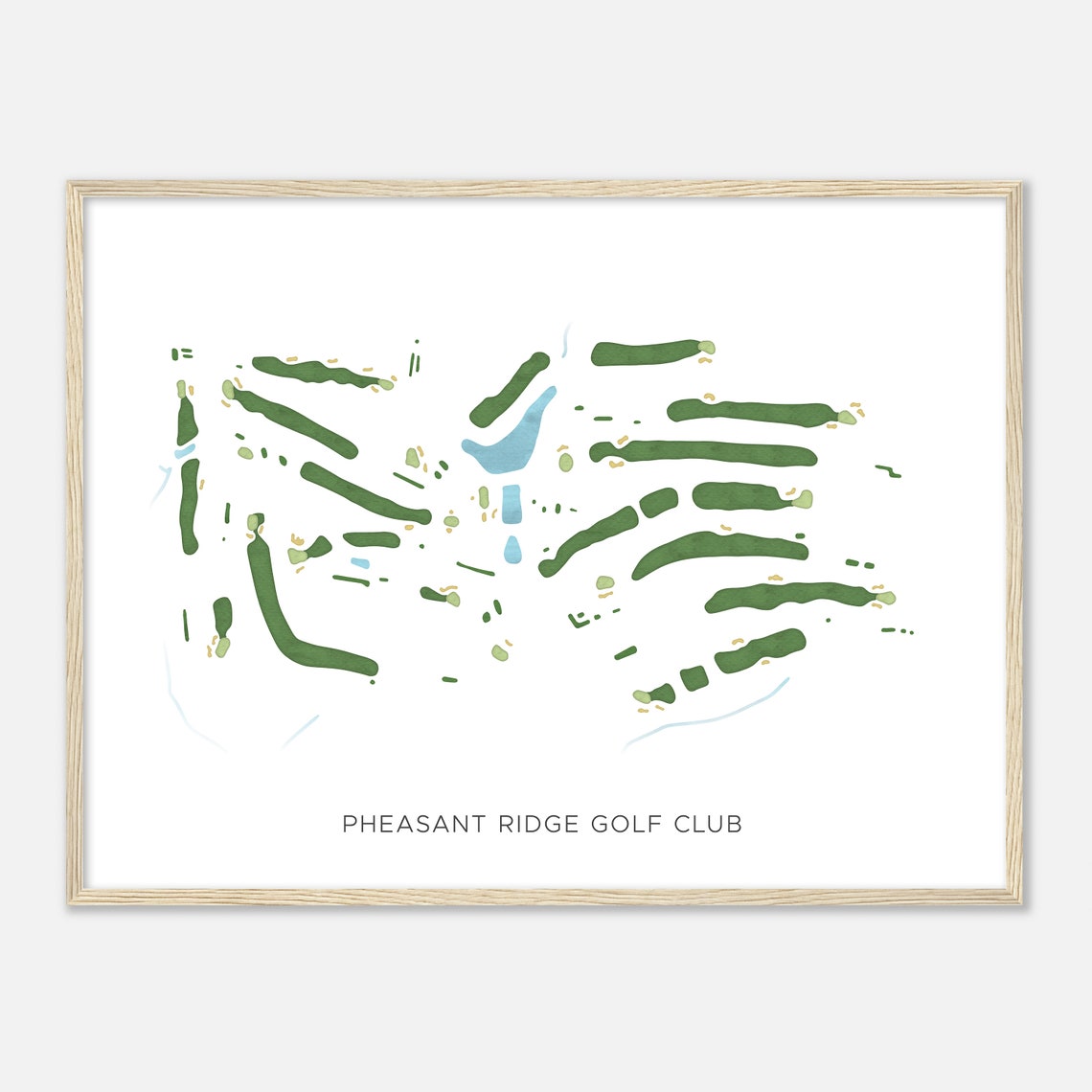 Pheasant Ridge Golf Club Modern Watercolor Golf Course Map Poster