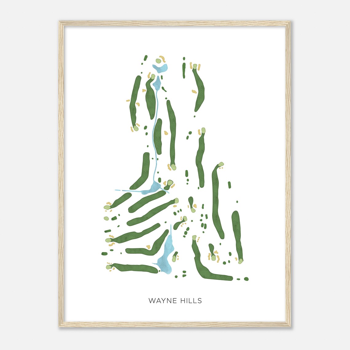 Wayne Hills New York Modern Watercolor Map Golfer Gift Golf Wall Art Golf Poster Print Course Layout - Image 2