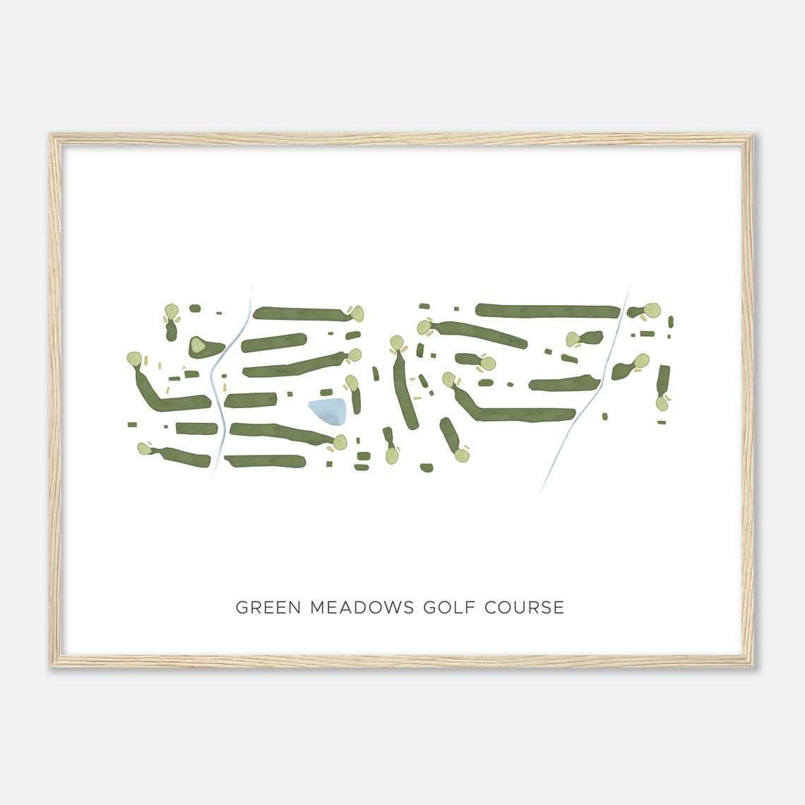 Green Meadows Golf Course Modern Watercolor Course Map Poster