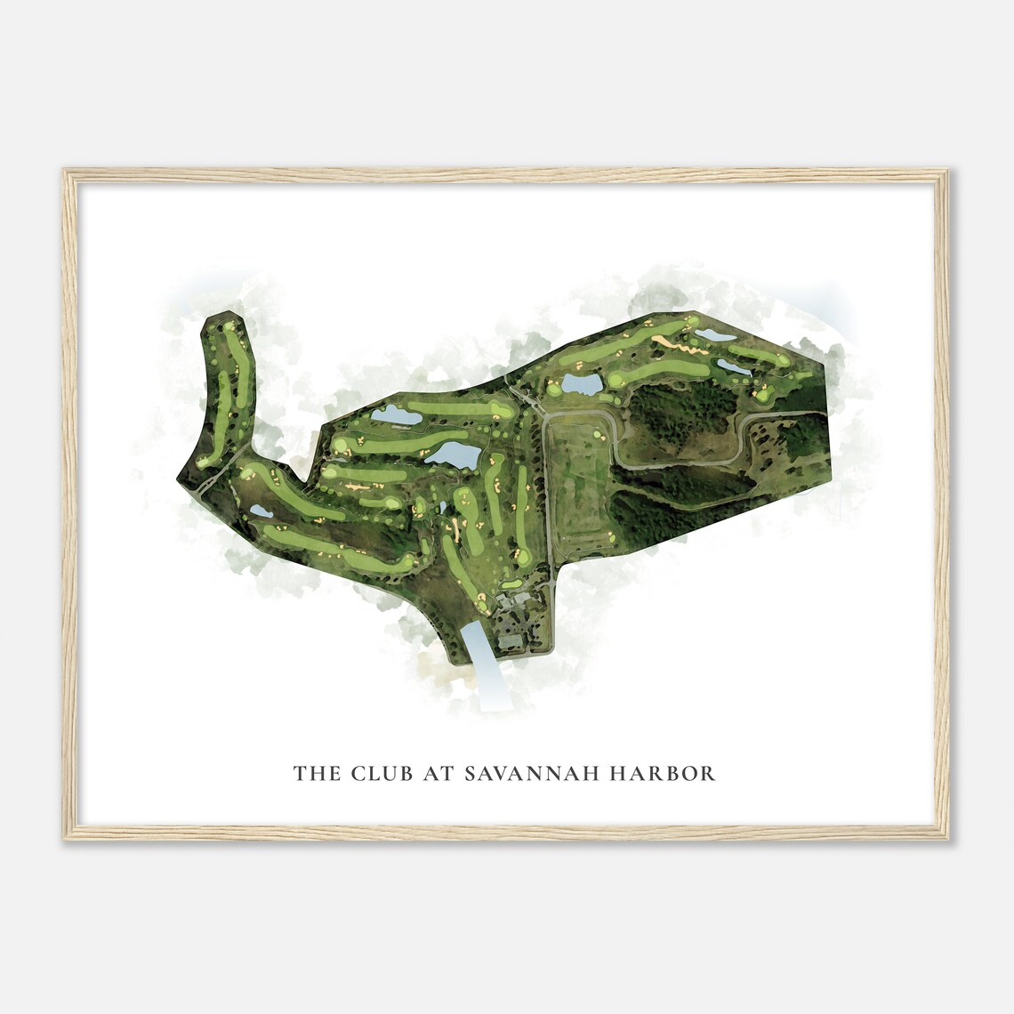 Savannah Harbor Georgia Classic Watercolor Map Golf Poster