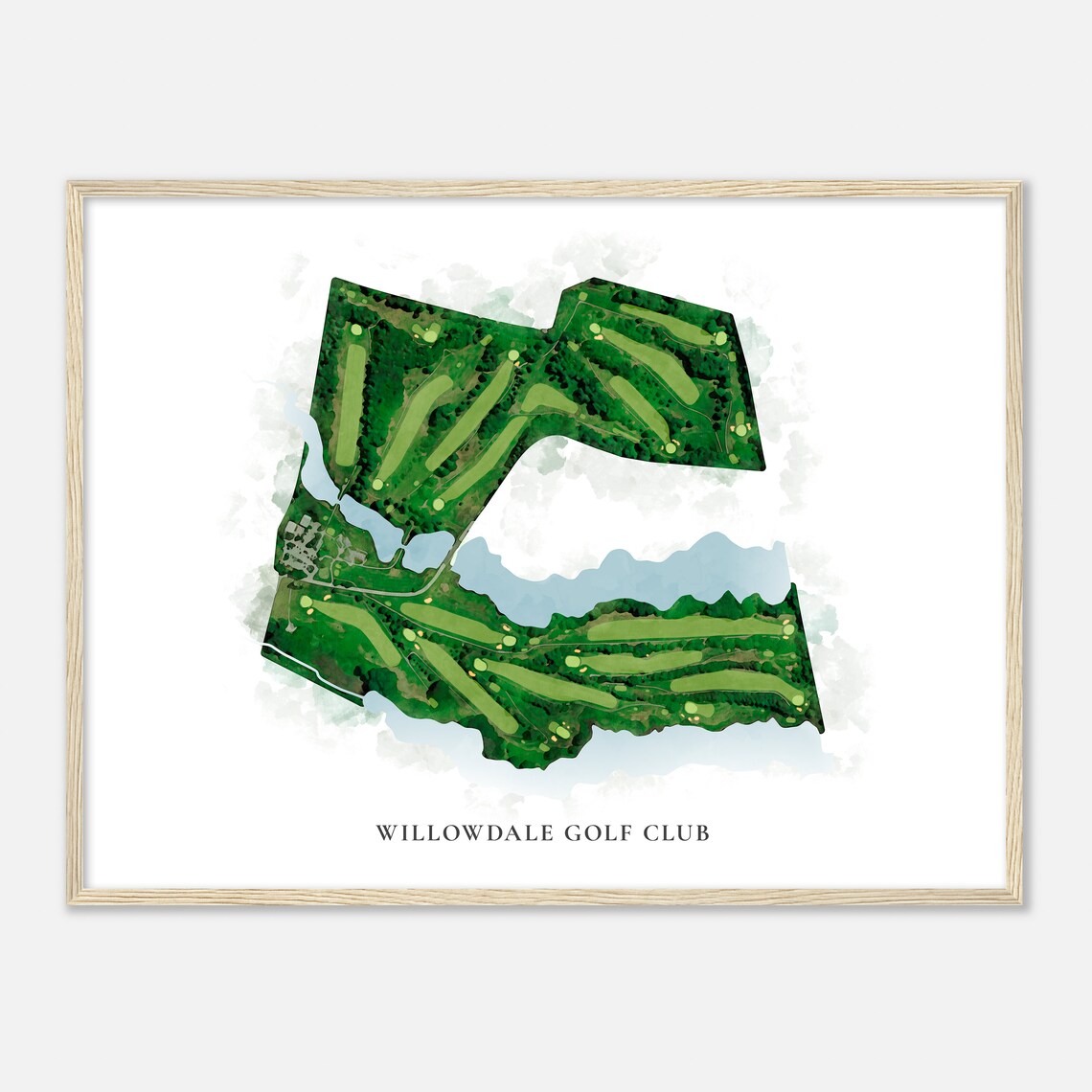 Willowdale Golf Club Maine Classic Watercolor Map Golfer Gift Golf Wall Art Golf Poster Print Course Layout