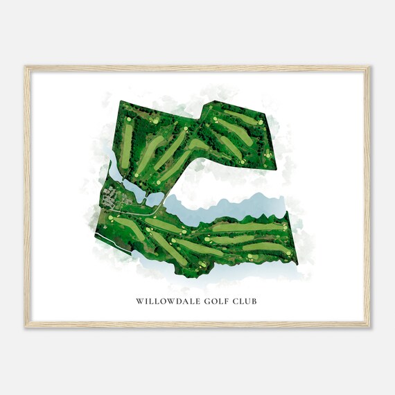 Willowdale Golf Club Maine Classic Watercolor Map Golfer Gift Golf Wall Art Golf Poster Print Course Layout