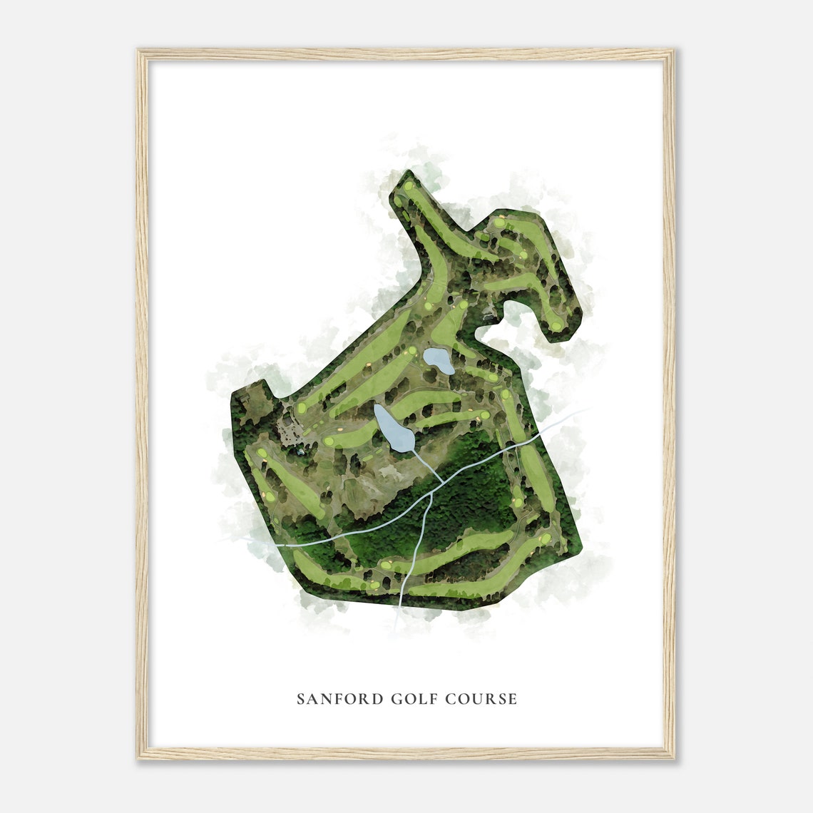 Sanford Golf Course Classic Watercolor Golf Course Map Poster - Image 2