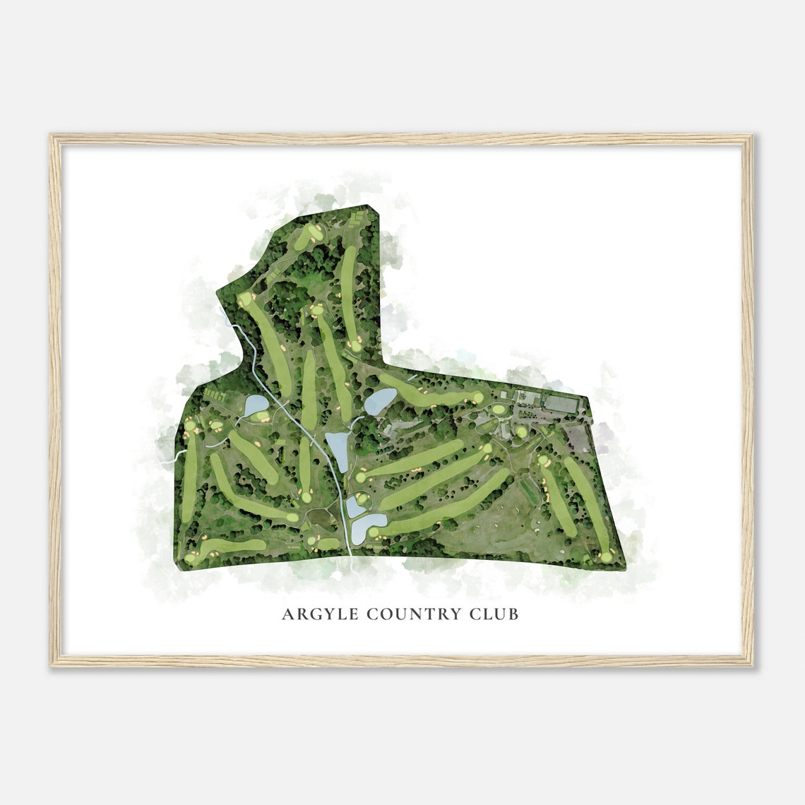 Argyle Country Club Maryland Classic Watercolor Course Map Poster